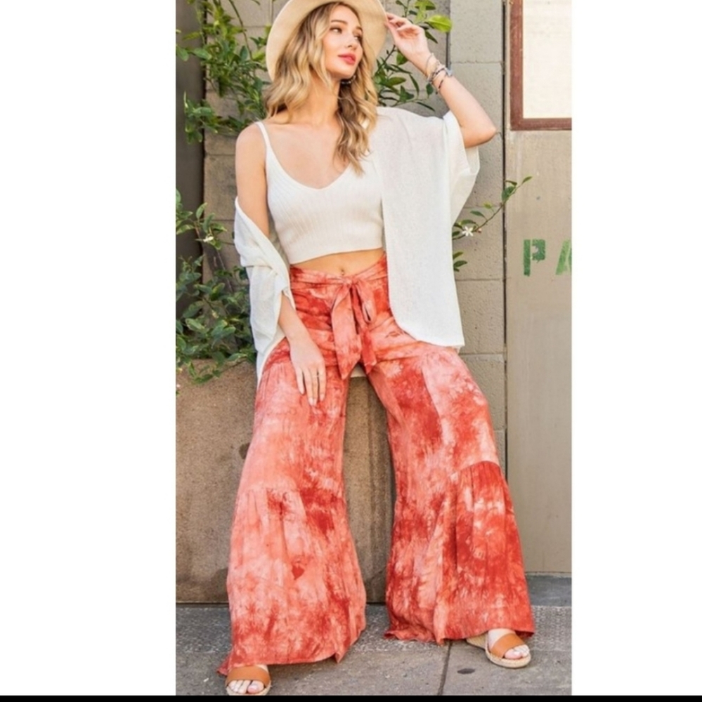 EESOME Terracotta wide leg pants. - Picture 2 of 6